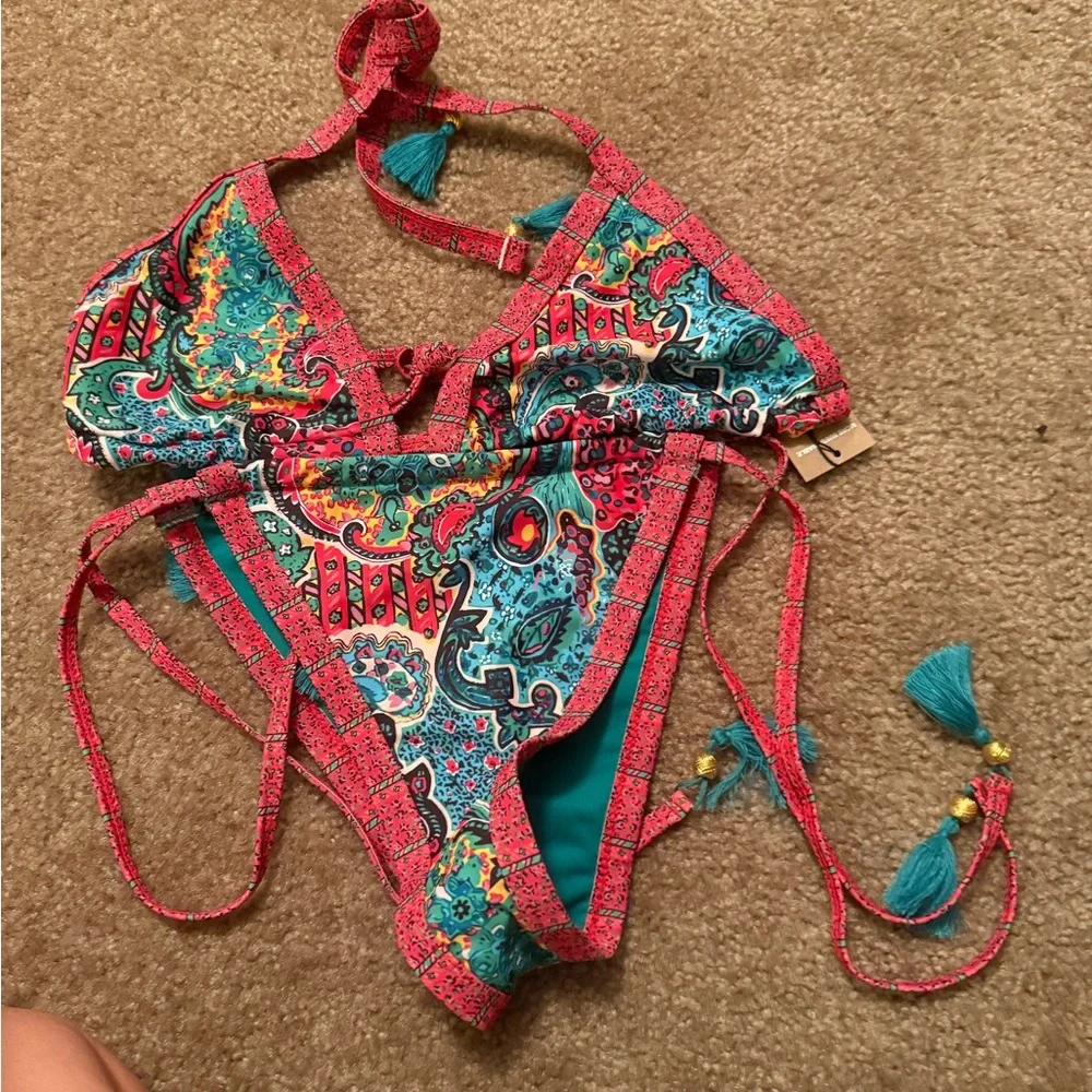 Lot of 4 Nasty gal bikinis all NWT Sz 14 floral, boho, tribal, lace